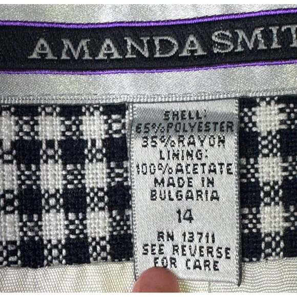 Amanda Smith Black & White Gingham Short Sleeve Blazer Size 14 - Picture 3 of 9